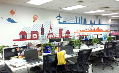 义乌教你设计办公室墙绘的方法。